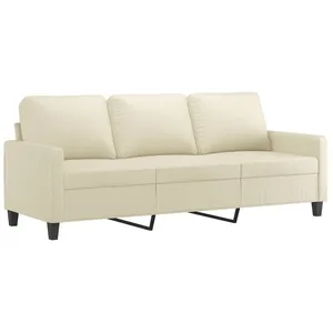 vidaXL Canapé à 3 places Crème 180 cm Similicuir pas cher