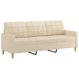 Comparateur de prix : vidaXL Canapé à 3 places Crème 180 cm Tissu