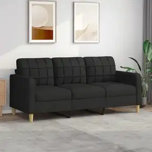 Comparateur de prix : vidaXL Canapé à 3 places Noir 180 cm Tissu