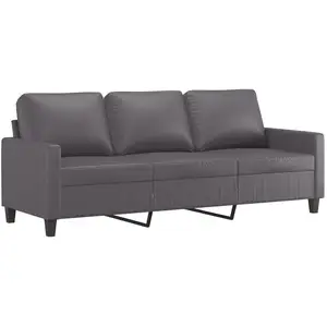 Vidaxl - Canapé à 3 places Gris 180 cm Similicuir Grey