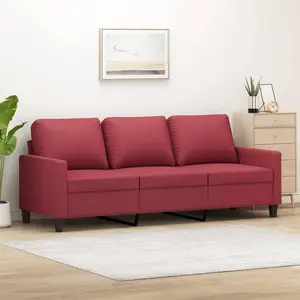 vidaXL Canapé à 3 places Rouge bordeaux 180 cm Similicuir pas cher