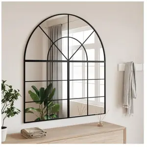 vidaXL Miroir mural noir 100x50 cm arche fer pas cher