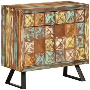 vidaXL Armoire à tiroir multicolore 70x35x70 cm bois de récupération pas cher