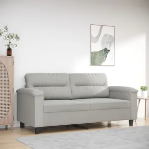 vidaXL Canapé à 2 places Gris clair 140 cm Tissu microfibre pas cher