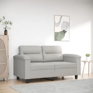 vidaXL Canapé à 2 places Gris clair 120 cm Tissu microfibre pas cher