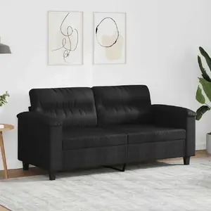 vidaXL Canapé à 2 places Noir 140 cm Tissu microfibre pas cher