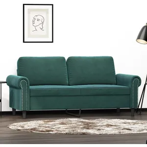 vidaXL Canapé à 2 places Vert foncé 140 cm Velours