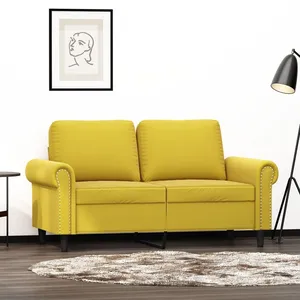 vidaXL Canapé à 2 places Jaune 120 cm Velours pas cher