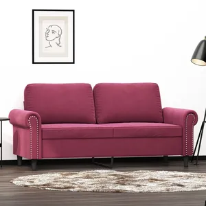 vidaXL Canapé à 2 places Rouge bordeaux 140 cm Velours pas cher