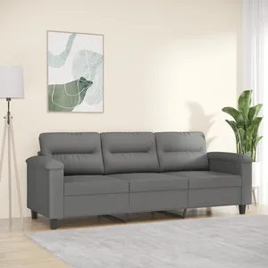 vidaXL Canapé à 3 places Gris foncé 180 cm Tissu microfibre pas cher