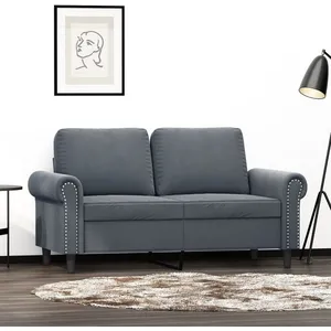 vidaXL Canapé à 2 places Gris foncé 120 cm Velours pas cher