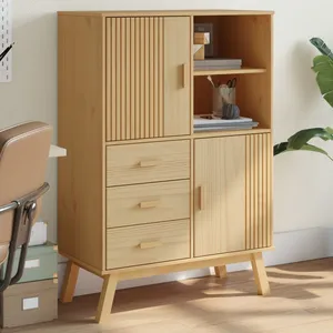 vidaXL Buffet haut OLDEN marron 85x43x125 cm bois massif de pin pas cher