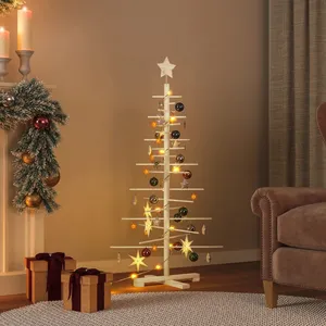 vidaXL Arbre de Noël en bois pour décoration 125 cm bois massif de pin pas cher