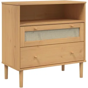 vidaXL Buffet SENJA aspect rotin marron 80x40x80 cm bois massif de pin pas cher