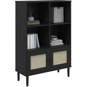 Comparateur de prix : vidaXL Bibliothèque SENJA aspect de rotin noir bois massif de pin