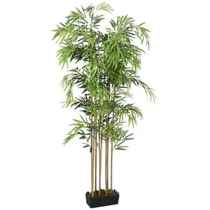 vidaXL Bambou artificiel 1605 feuilles 180 cm vert 358991 pas cher
