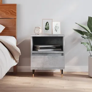 vidaXL Table de chevet gris béton 40x35x50 cm bois d’ingénierie pas cher