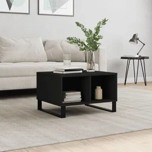vidaXL Table basse Noir 60x50x36,5 cm Bois d'ingénierie pas cher