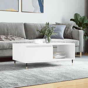 vidaXL Table basse Blanc 90x50x36,5 cm Bois d'ingénierie pas cher