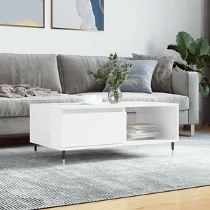vidaXL Table basse Blanc brillant 90x50x36,5 cm Bois d'ingénierie pas cher