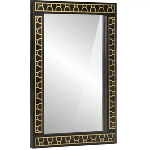 vidaXL Miroir de bain 50x70x2,5 cm bois de manguier massif et verre pas cher