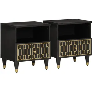 vidaXL Tables de chevet 2 pcs 40x33x46 cm Bois de manguier solide pas cher