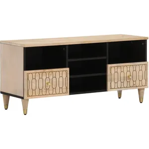 vidaXL Meuble TV 100x33x46 cm bois massif de manguier pas cher