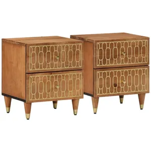 Comparateur de prix : vidaXL Tables de chevet 2 pcs 40x33x46 cm Bois de manguier solide