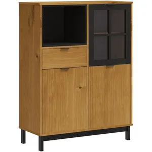 vidaXL Buffet avec porte vitrée FLAM 92x40x122,5 cm bois massif de pin