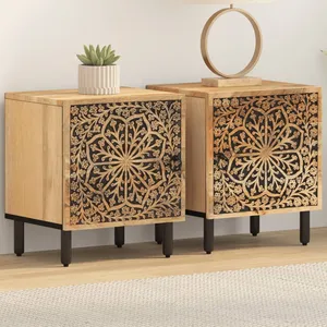 Comparateur de prix : vidaXL Tables de chevet 2 pcs 40x33x46 cm Bois de manguier solide