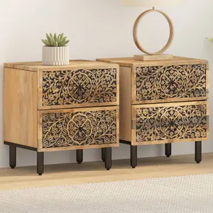 Comparateur de prix : vidaXL Tables de chevet 2 pcs 40x33x46 cm Bois de manguier solide