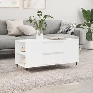 vidaXL Table basse blanc 102x44,5x50 cm bois d'ingénierie pas cher