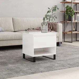 vidaXL Table basse blanc brillant 50x46x50 cm bois d’ingénierie pas cher