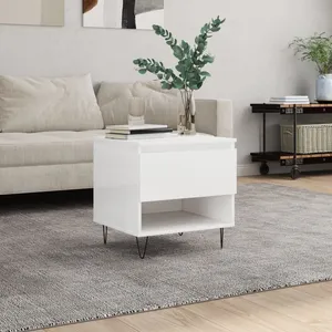 vidaXL Table basse blanc brillant 50x46x50 cm bois d'ingénierie pas cher