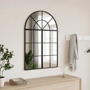vidaXL Miroir mural noir 60x90 cm arche fer pas cher