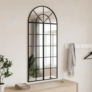 Comparateur de prix : vidaXL Miroir mural noir 60x130 cm arche fer