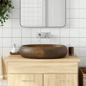 Comparateur de prix : vidaXL Vasque à poser marron ovale 59x40x15 cm céramique