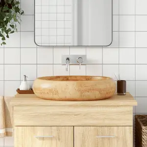 Comparateur de prix : vidaXL Vasque à poser marron ovale 59x40x15 cm céramique