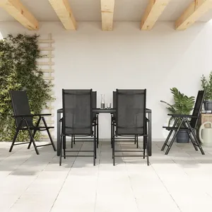 vidaXL Ensemble à manger de jardin 7 pcs noir aluminium pas cher