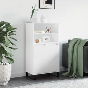 vidaXL Buffet haut Blanc 60x36x110 cm Bois d'ingénierie pas cher