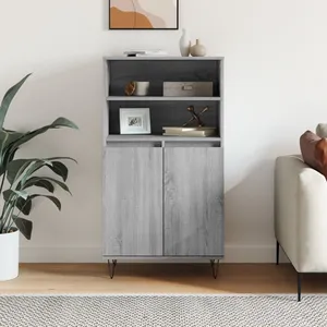 vidaXL Buffet haut Sonoma gris 60x36x110 cm Bois d'ingénierie pas cher