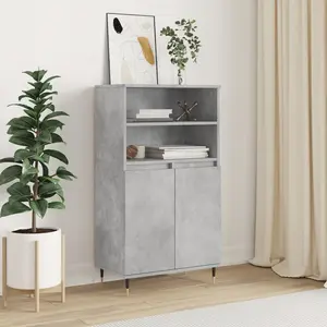 vidaXL Buffet haut Gris béton 60x36x110 cm Bois d'ingénierie pas cher