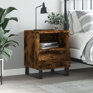 vidaXL Table de chevet chêne fumé 40x35x50 cm bois d’ingénierie pas cher
