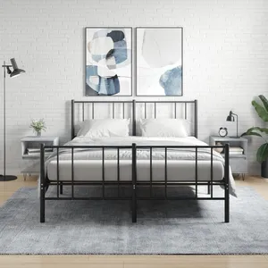 vidaXL Tables de chevet 2 pcs gris béton 40x35x50 cm bois d’ingénierie pas cher