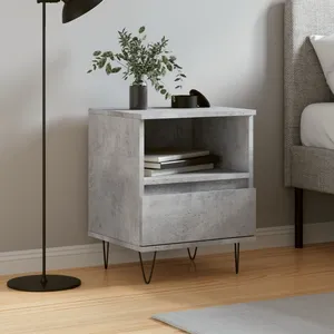 vidaXL Table de chevet gris béton 40x35x50 cm bois d’ingénierie pas cher