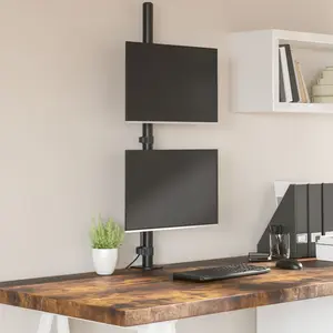 vidaXL Support de moniteur double noir acier VESA 75/100 mm pas cher