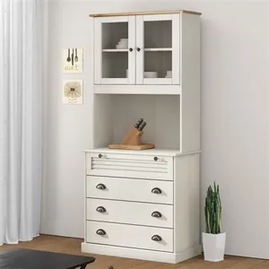 vidaXL Buffet haut VIGO blanc 80x40x176 cm bois massif de pin pas cher