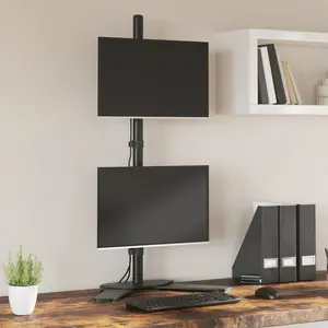 vidaXL Support de moniteur double noir acier VESA 75/100 mm pas cher