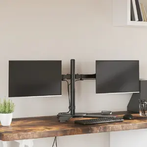vidaXL Support de moniteur double noir acier VESA 75/100 mm pas cher
