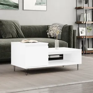 vidaXL Table basse Blanc 100x50x45 cm Bois d'ingénierie pas cher
